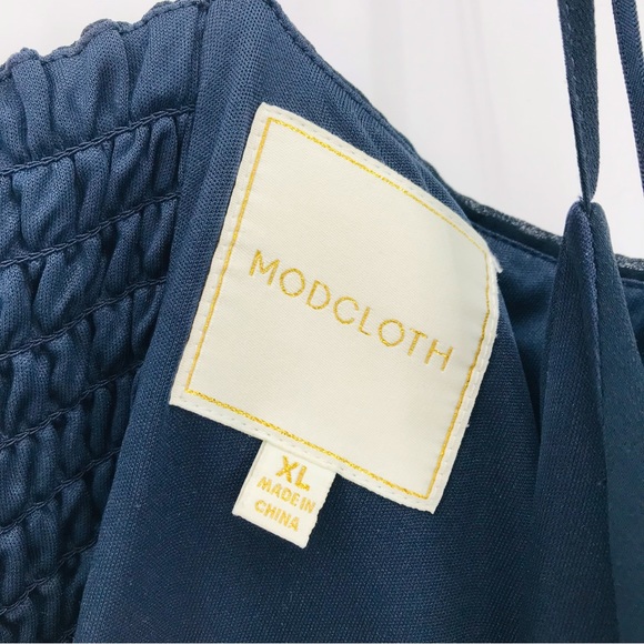 ModCloth V Neckline Navy Chiffon Maxi Dress Gown Size XL - Picture 3 of 6